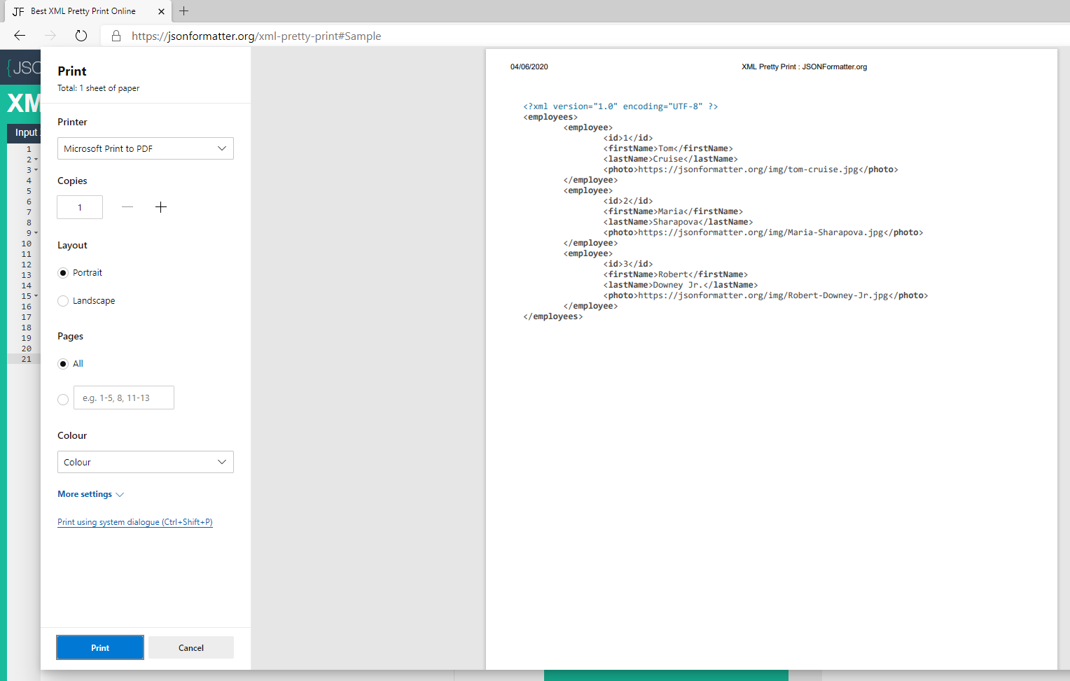 Как перевести файл xml в pdf формат онлайн